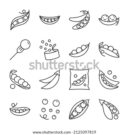 Peas icons set. pea, legume icon collection. Line with editable stroke