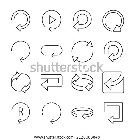 Round arrows icons set. reload arrow icon. Line with editable stroke