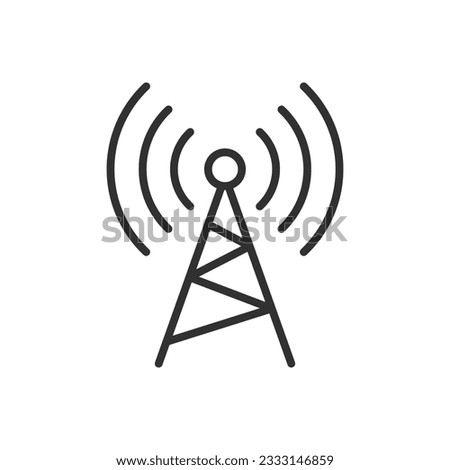 Telecommunications, linear icon. Antenna. Line with editable stroke