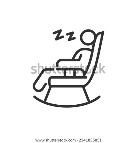 Person sleeping on a rocking chair, linear icon. Line with editable stroke
