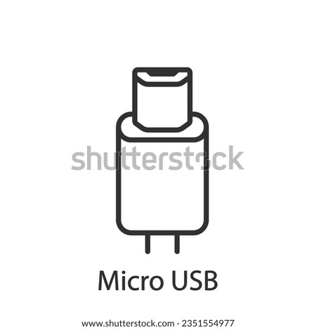 Micro USB cable, linear icon. Line with editable stroke