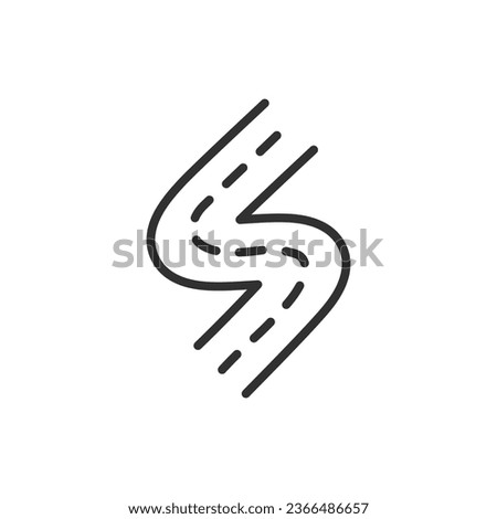 Road, linear icon, sharp turn. Line with editable stroke