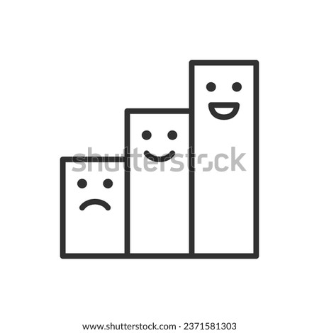 Growth chart, linear icon, increasing column with faces. Line with editable stroke
