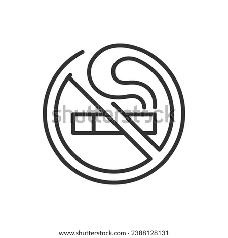 Prohibition of smoking, linear icon. A cigarette with smoke and a prohibition sign. Line with editable stroke