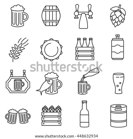 beer icons set. thin line design