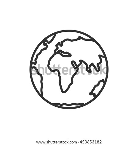 planet Earth icon. Globe. Thin line design 