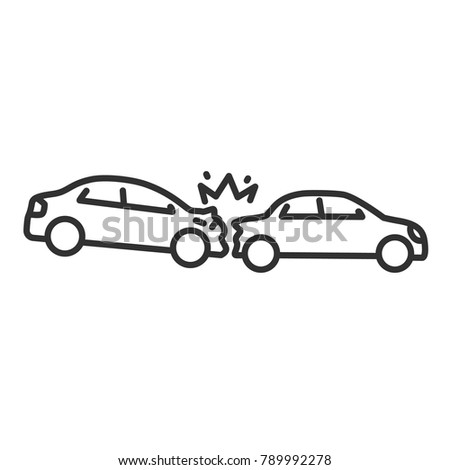 Car accident. the car smashes into the rear bumper. linear icon. Line with Editable stroke