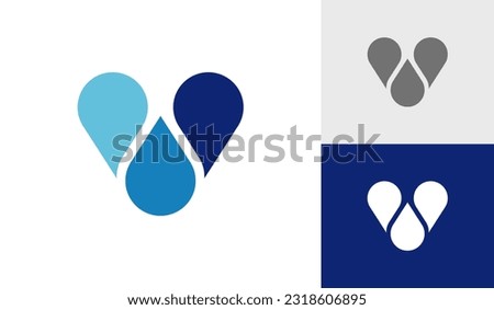 Abstract letter V with water drop logo design