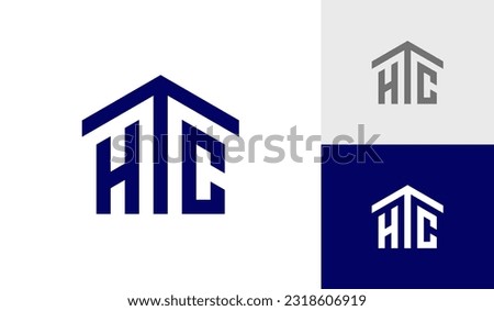 Letter HTC initial monogram with house roof logo design