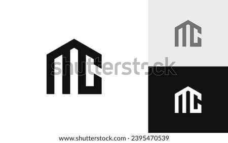 Letter MC initial with house shape logo design