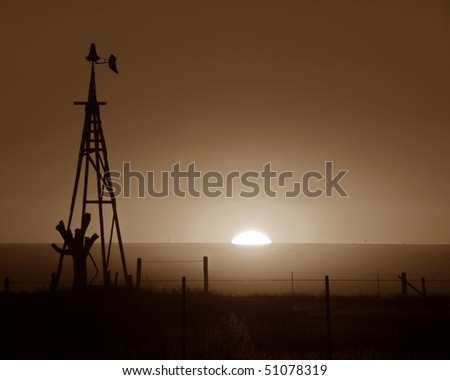 Country Sunset in Sepia