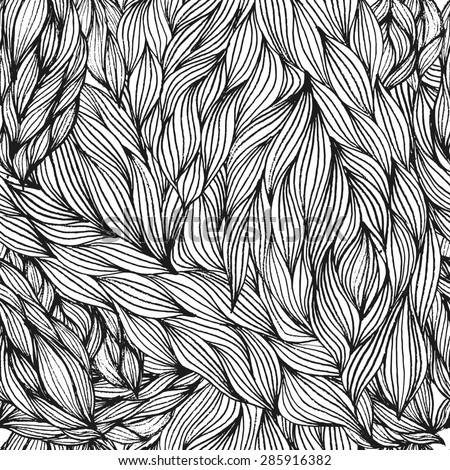 Hair seamless pattern. Hand drawn abstract waves texture. Vector illustration