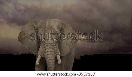 African Elephant / Original 13x24 painting by Larry Jacobsen / AW-019.