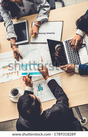 Similar – Image, Stock Photo Business people  in work meeting seen through the glass