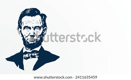 Abraham Lincoln Vector Illustration background, banner, and poster.Vector illustration with blue color, white background and copy space area