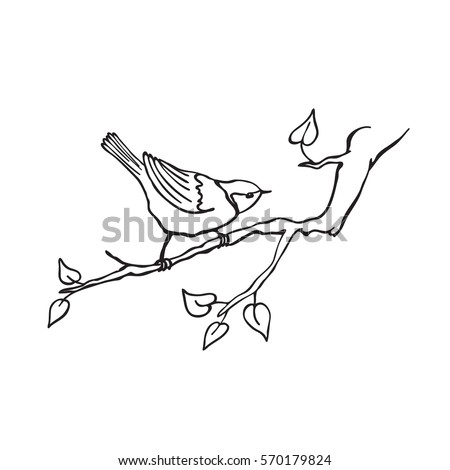 Cute Bird on Tree Branch Vector Art | Download Free Vector Art | Free ...