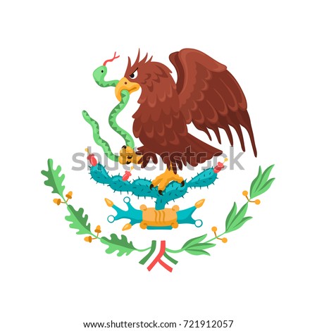 Mexican eagle isolated on white background. Mexico coat of arms. Heraldic symbol of Mexico.