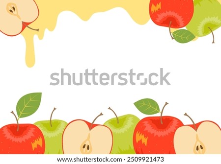 Vector illustration of fresh apple frame