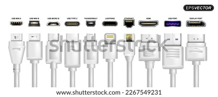 Vector illustration of a usb cable and its cover silver white color version.