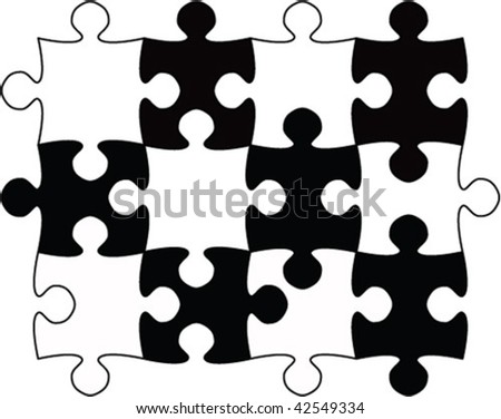 Black And White Jigsaw Puzzle Seamless Stock Vector Illustration ...