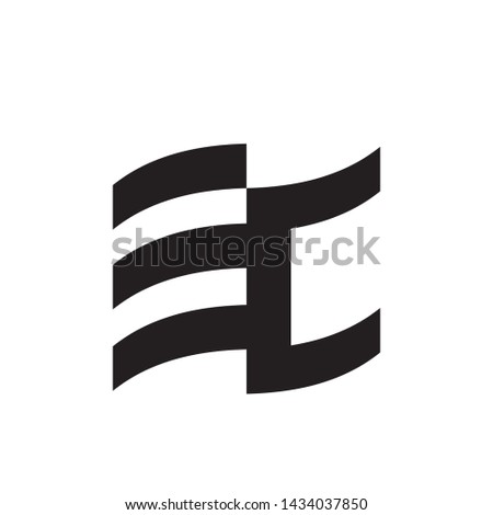 Flag with letter EC logo design vector