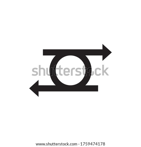 Circle or O letter with back and forth arrow logo design vector
