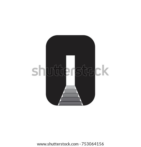 O letter with up stair logo design vector