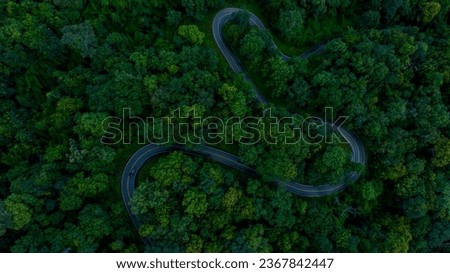 Image, Stock Photo Tree tops and road in nature