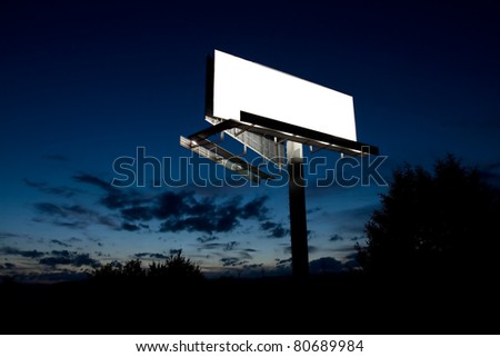 big blank billboard lighten in night