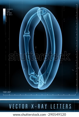 Vector 3D X-ray transparent alphabet use in logo or text. Letter O