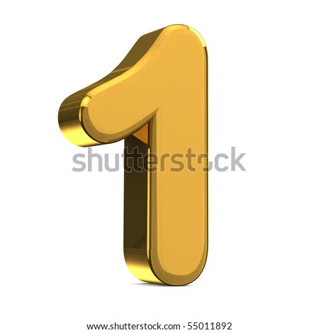 Number 1, In Gold Metal On A White Isolated Background Stock Photo ...