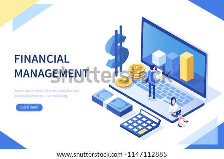 Financial management concept. Can use for web banner, infographics, hero images. Flat isometric vector illustration isolated on white background.