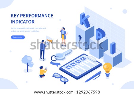 Key performance indicator. Can use for web banner, infographics, hero images. Flat isometric vector illustration isolated on white background. 商業照片 © 