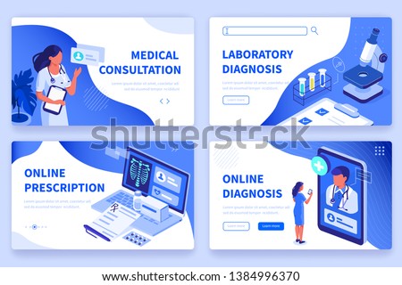 Medical concept  banners templates. Can use for backgrounds, infographics, hero images. Flat isometric modern vector illustration.

