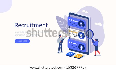 People Characters Choosing Best Candidate for Job. Hr Managers Searching New Employee. Recruitment Process. Human Resource Management and Hiring Concept. Flat Isometric Vector Illustration.