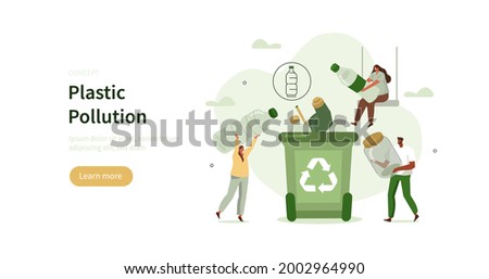 Similar – Image, Stock Photo Concept of stop plastic pollution, global warming, recycling plastic, plastic free. Hand tightly squeezes a blue empty plastic bottle in a sign of protest. Green background. Vector Illustration