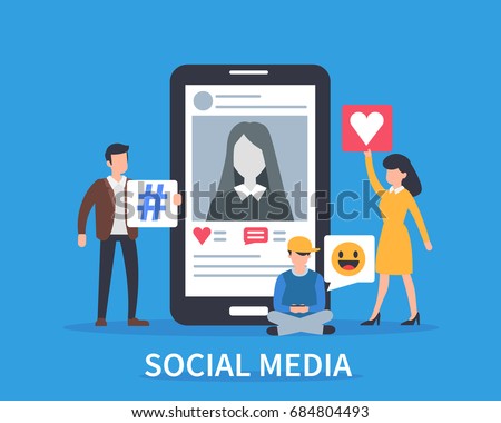 
Social media concept banner. Flat style vector illustration.