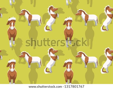 Horse Falabella Cartoon Background Seamless Wallpaper