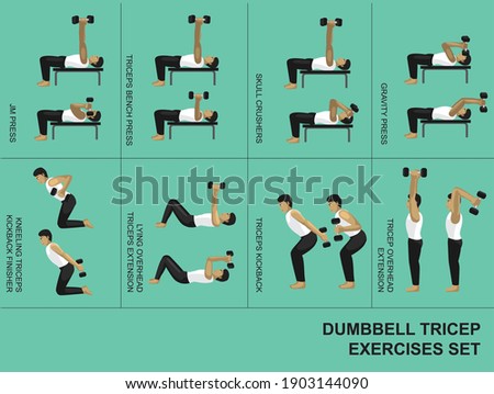 Dumbbell Tricep Exercise Moves Manga Gym Set Illustration