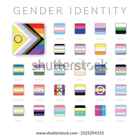 Gender Identity Pride Flag Waving Animation App Icon Vector
