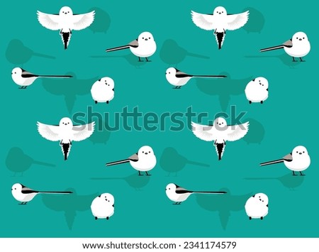 Long-Tailed Tit Shima Enaga Hokkaido Cartoon Seamless Wallpaper Background