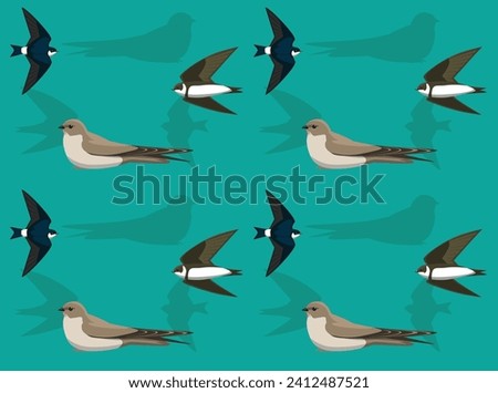 Bird Swallow Martin Cute Seamless Wallpaper Background