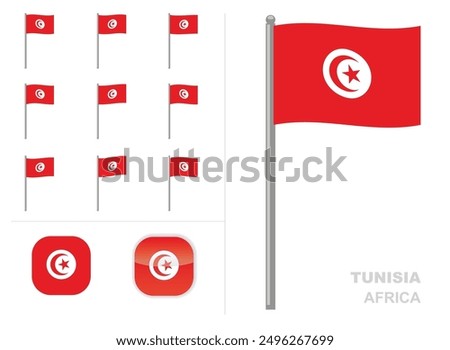 Tunisia Flag Country Waving Animation App Icon Vector