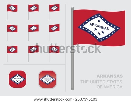 Arkansas Flag The United States of America Waving Animation App Icon Vector