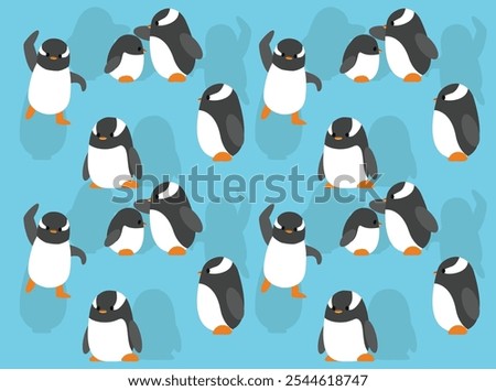 Gentoo Penguin Cute Cartoon Character Seamless Wallpaper Background