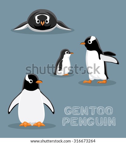 Gentoo Penguin Cartoon Vector Illustration