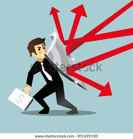 Businessman and shield