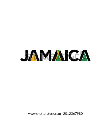 Jamaica Word mark with Flag Symbol. Logo Design. Vector Illustration.