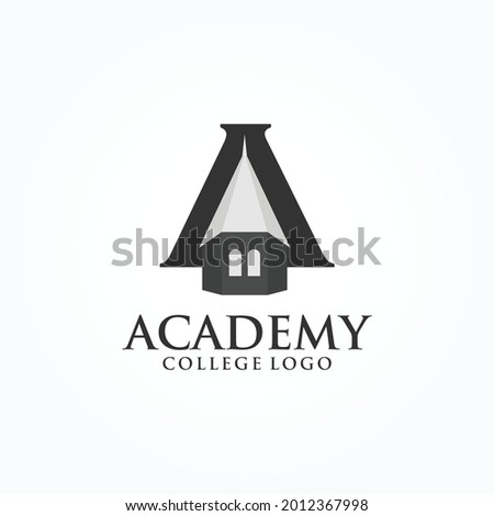 Letter A and Tower Building Symbol. University or College logo Design. Vector Illustration.