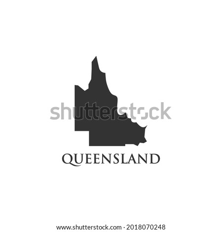 Queensland Map and Crown Symbol. Australia Territory and Queen Icon. vector logo illustration.